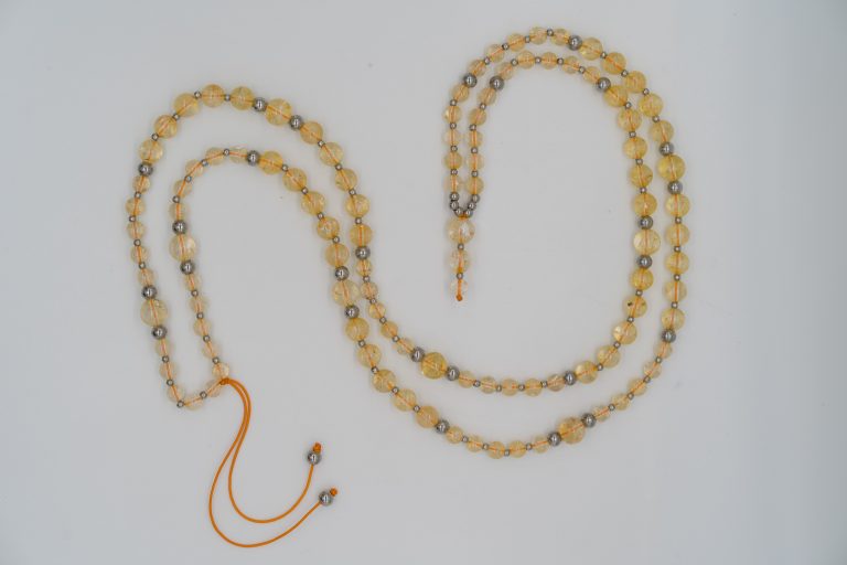This Citrine Happy Crystal Mala Necklace is hand-crafted with: