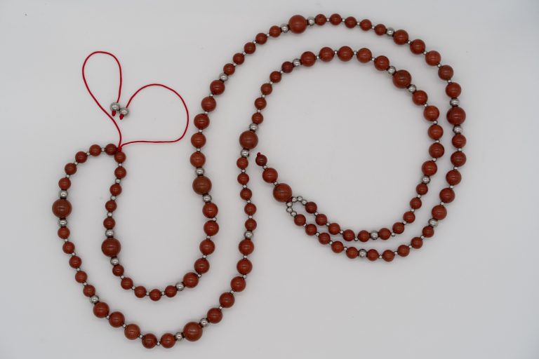 This Red Jasper Happy Crystal Mala Necklace is hand-crafted with: