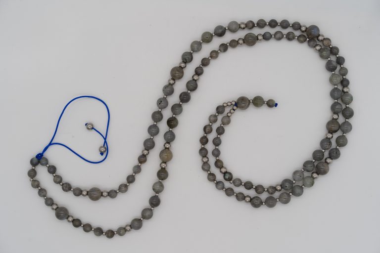 This Labradorite Happy Crystal Mala Necklace is hand-crafted with: